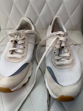 Sorel Women's White and Beige Mesh & Suede Sneakers